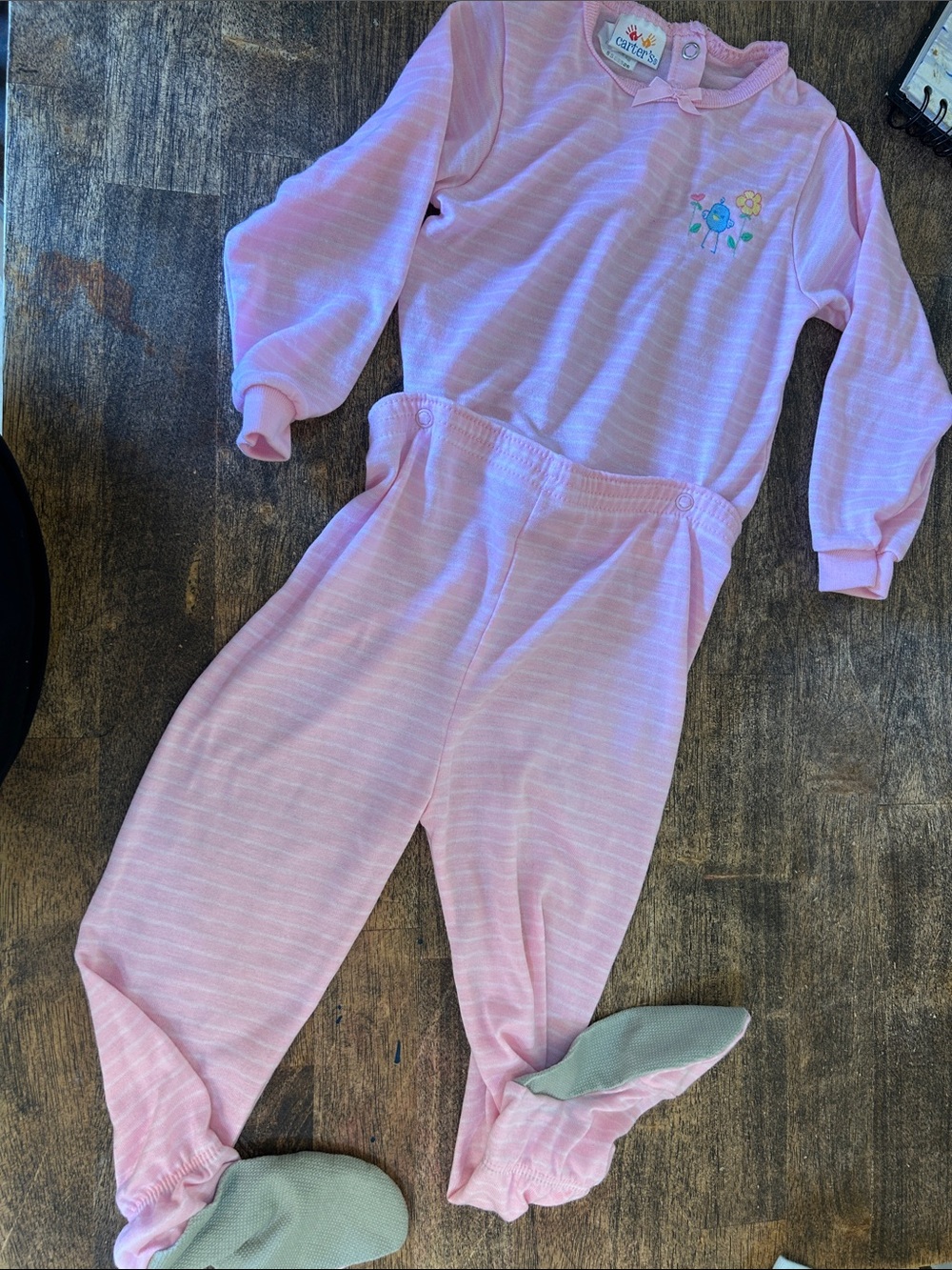 Carter's Light Pink Striped Girls Footed One-Piece